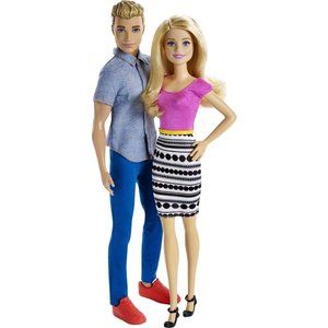 2-Pack Featuring Blonde Hair and Bright Colorful Clothes Barbie and Ken Doll